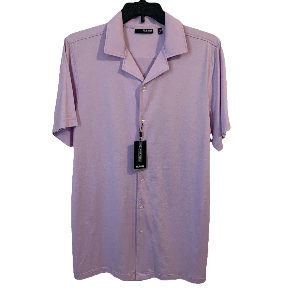 Murano Mens Size Large Tall Liquid Luxury Shirt Lilac Cotton Collared NWT